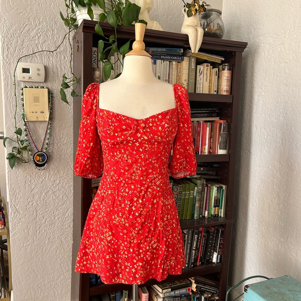Reformation Red Floral Mini Dress